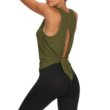 Bestisun Open Back Workout Shirts for Women