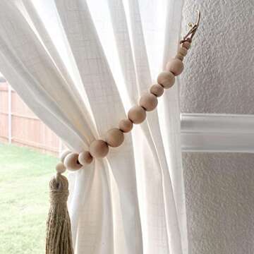 ZILucky Natural Wood Curtain Tie Backs for Home Decor