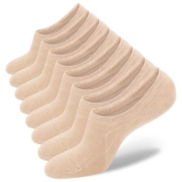 SIXDAYSOX 4 Pairs Nude Womens Low Cut Socks - Non Slip Low Cut Loafer Socks Size 9-11