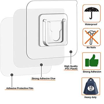 Double Side Adhesive Hooks Wall Hooks Heavy Duty Sticky Hooks Clear Adhesive Hooks for Hanging Self ...