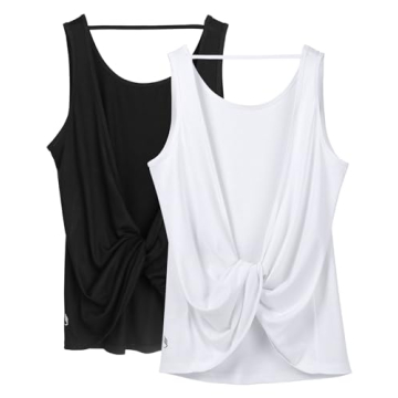 icyzone Workout Tank Tops for Women - Stylish Open Back Athletic Tanks (Pack of 2)