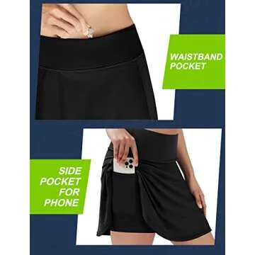 Ewedoos Tennis Skirt Womens Skorts with Pockets Shorts Tennis Skirts for Women Athletic Golf Running Pickleball Black