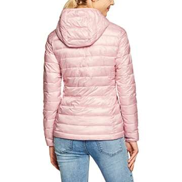 TSLA Women's Lightweight Packable Accent Puffer Jacket, Water-Resistant Winter Coat, Hoodie Heather Pink, Medium