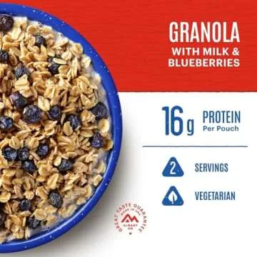 Mountain House Granola with Milk & Blueberries | Freeze Dried Backpacking & Camping Food | 6-Pack (0055450)
