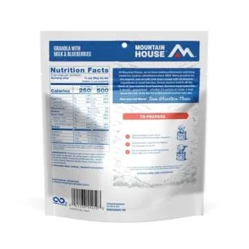 Mountain House Granola with Milk & Blueberries | Freeze Dried Backpacking & Camping Food | 6-Pack (0055450)