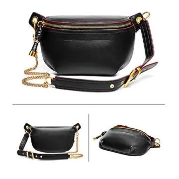 Chic Women’s Leather Cross-body Bag with Chain Straps