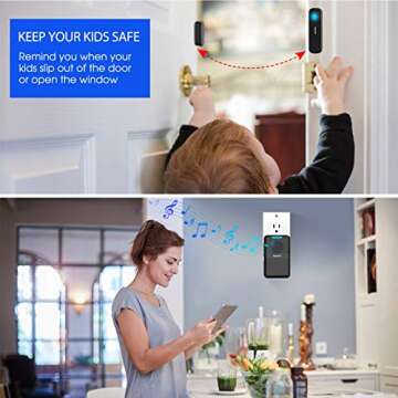 STECHRO Wireless Door Chime, 600Ft Range 5 Adjustable Volume 1 Magnetic Door open Contact Alarm with...