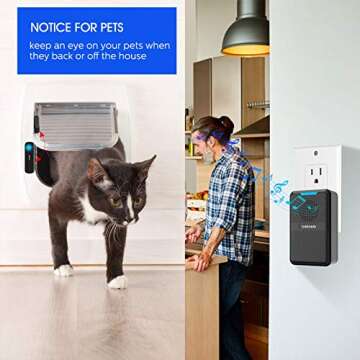 STECHRO Wireless Door Chime, 600Ft Range 5 Adjustable Volume 1 Magnetic Door open Contact Alarm with 62 Chimes Mute Mode Door Bell Plugin Receiver for Home/Office/Store (Black)