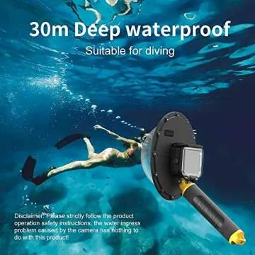TELESIN 6 inches Dome Port Lens for GoPro Hero 13 12 11 Hero 10/9 Black,Waterproof Housing Case Hand Floating Grip Trigger, Transparent Cover Underwater Diving Photography (for Hero 13/12/11/10/9)