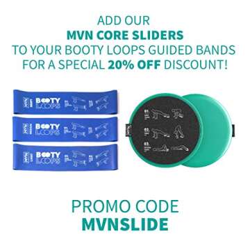 MVN Resistance Bands Set Exercises Guide Printed on Loop Bands to Tone Legs Butt Core and Arms Pilates Yoga Fitness Physical Therapy Rehabilitation (Booty Loops)