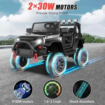 Hikole Electric Jeep Ride on Car 12V for Kids with Parent Remote Control, Spring Suspension, Multi-T...