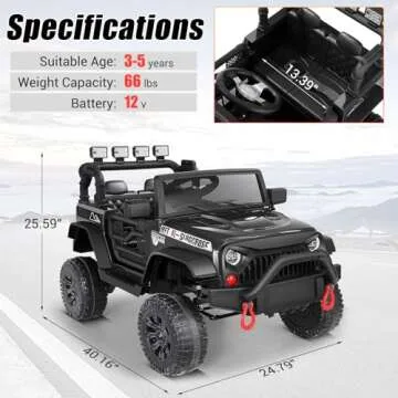 Hikole Electric Jeep Ride on Car for Kids 12V Remote Control