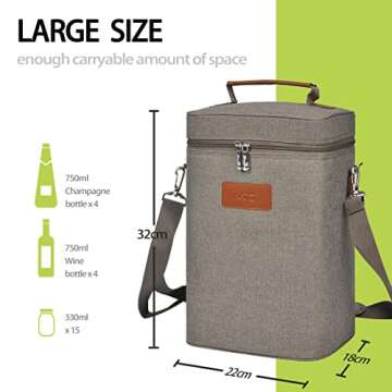 Tirrinia 4 Bottle Insulated Wine Carrier for Travel