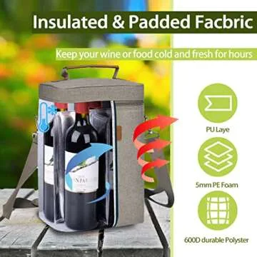 Tirrinia 4 Bottle Insulated Wine Carrier for Travel