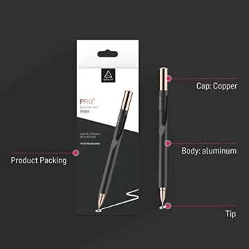Adonit Pro 4 (Black) Luxury Capacitive Stylus Pen, High Sensitivity Fine Point and Precision,Stylus ...
