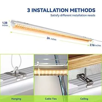 Monios-L Led Grow Lights for Indoor Plants Full Spectrum,T8 2FT 144W(6x24W) High Output Growing Strips for Seedlings,Sunlight Replacement with Reflectors, 6-Pack