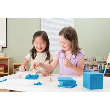 hand2mind Blue Plastic Base Ten Blocks Complete Set, Place Value Blocks, Counting Cubes for Kids Math, Base 10 Math Manipulatives for Kids, Kindergarten Homeschool Supplies (Set of 161)