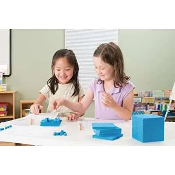 hand2mind Blue Plastic Base Ten Blocks Complete Set, Place Value Blocks, Counting Cubes for Kids Math, Base 10 Math Manipulatives for Kids, Kindergarten Homeschool Supplies (Set of 161)