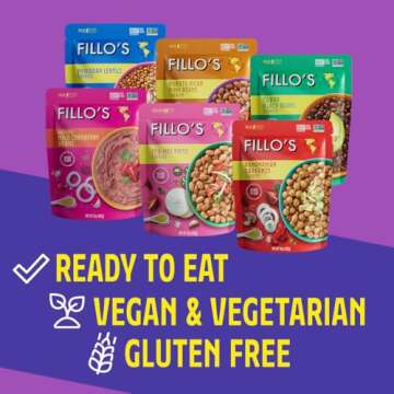 Fillo's Ready to Eat Beans & Lentils Variety Pack | Black Beans, Lentils, Pinto Beans, Mayocoba Bean...