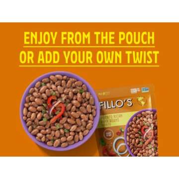 Fillo's Ready to Eat Beans & Lentils Variety Pack | Black Beans, Lentils, Pinto Beans, Mayocoba Beans | Gluten-Free, Preservative-Free, Microwavable Meals, Non-GMO, Vegan, Plant Protein, 10 oz Pk of 6