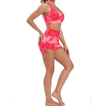 Two Piece Workout Set for Women, Sexy One Shoulder Matching Crop Tank Top Set Outfits for Women