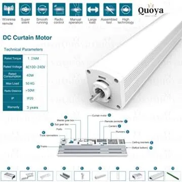 Quoya QL500 Smart Curtains System, Electric Curtain Track with Automated Rail【Motorized and Adjustable Tracks/Rod/Pole (up to 5 metres / 196 inches)】【Motor compatible with Alexa】