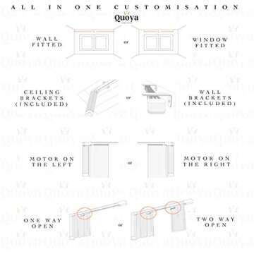 Quoya QL500 Smart Curtains System, Electric Curtain Track with Automated Rail【Motorized and Adjustable Tracks/Rod/Pole (up to 5 metres / 196 inches)】【Motor compatible with Alexa】