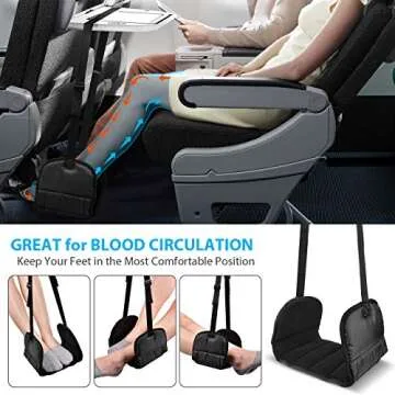 Airplane Footrest Made with Premium Memory Foam - Airplane Travel Foot Hammock, No Clashing Foot Hammock & Portable Plane Leg Rest, Provides Relaxation and Comfortable for Long Flight