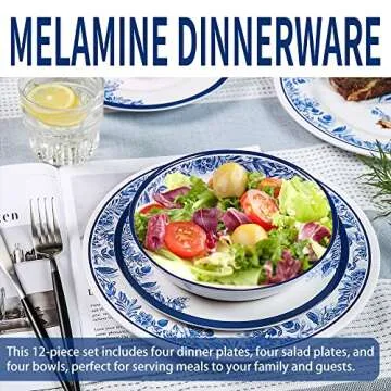 Elegant 12pcs Melamine Dinnerware Set for All Occasions