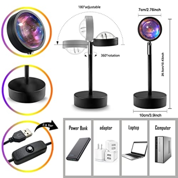 Tacopet Sunset Lamp Projector Sunset Night Light Sunset Projection Lamps Christmas Sunset Light with Remote Mood Lighting Rainbow Sunlight lamp Led Colorful Changing for Home Bedroom