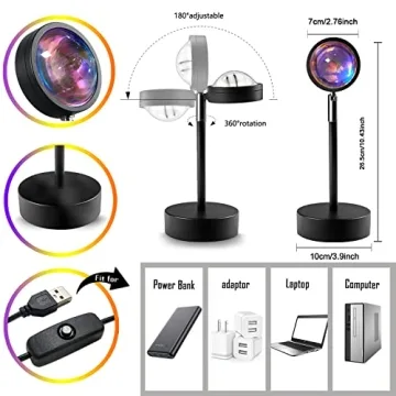 Tacopet Sunset Lamp Projector Sunset Night Light Sunset Projection Lamps Christmas Sunset Light with Remote Mood Lighting Rainbow Sunlight lamp Led Colorful Changing for Home Bedroom