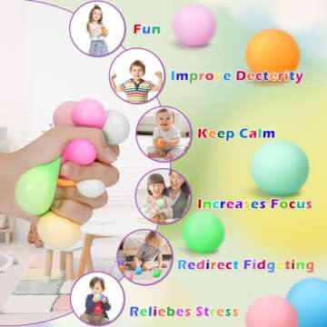 36Pcs Stress Balls Set for Adults and Kids - Squishy Ball Sensory Fidget Toys for Anxiety Relief - Squeeze Ball Party Favors Bulk Pack - Classroom Prize - Birthday