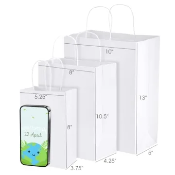 MESHA White Paper Gift Bags 50Pcs Eco-Friendly Kraft Bags