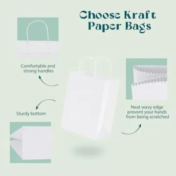 MESHA White Paper Gift Bags 50Pcs Eco-Friendly Kraft Bags