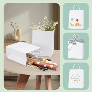 MESHA White Paper Gift Bags 50Pcs Eco-Friendly Kraft Bags