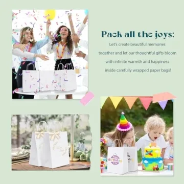 MESHA White Paper Gift Bags 50Pcs Eco-Friendly Kraft Bags
