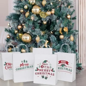 MESHA White Paper Gift Bags 50Pcs Eco-Friendly Kraft Bags