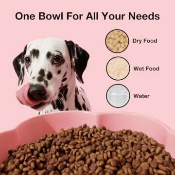 VETRESKA Elevated Dog Bowls Large Breed, 64 OZ Ceramic Raised Dog Bowl with Bamboo Dog Bow Stand, Flower Dog Food Water Bowl Dog Feeding Dish Bowls for Medium/Large Dogs and Cats