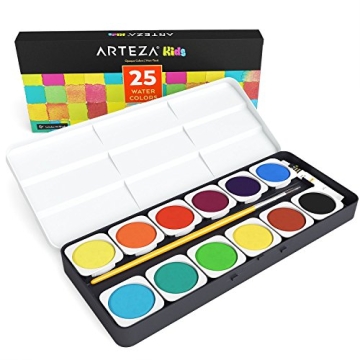 ARTEZA Watercolor Paint Set for Kids - 25 Vibrant Colors