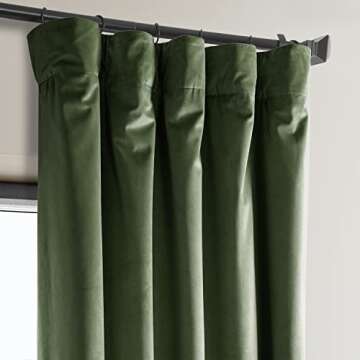HPD Half Price Drapes Heritage Plush Velvet Curtains 84 Inches Long Room Darkening Curtains for Bedroom & Living Room 50W x 84L, (1 Panel), Eden Green