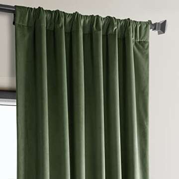 HPD Half Price Drapes Heritage Plush Velvet Curtains 84 Inches Long Room Darkening Curtains for Bedroom & Living Room 50W x 84L, (1 Panel), Eden Green