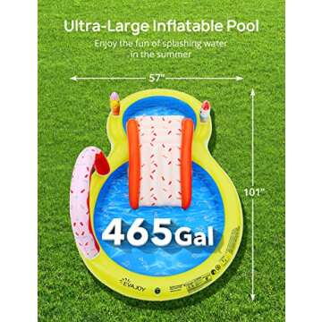 EVAJOY Inflatable Kiddie Pool, 101” x 57” x 24” Play Center with Detachable Slide for Children, Sprinkler, Ball Pit for Indoor Usage, Easy Setup for Garden, Backyard