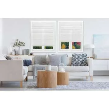 Redi Shade No Tools Easy Lift Trim-at-Home Cordless Pleated Light Filtering Fabric Shade White, 36" W x 64" L, (Fits windows 19"- 36")