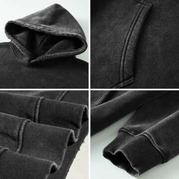 FAIABLE Mens Hoodies Pullover Oversized Hoodie Plush Fleece Hooded Sweatshirt Vintage Heavyweight Hoodie Cotton Big and Tall Hoodies for Men Couples Winter Autumn Workout College Streetwear Black