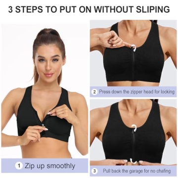 Wireless Front Zip Sports Bra Pack for Women