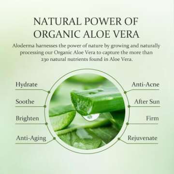 Aloderma Organic Aloe Vera Gel for Face & Body, 96% Pure Aloe Gel Made within 12 Hours of Harvest, I...