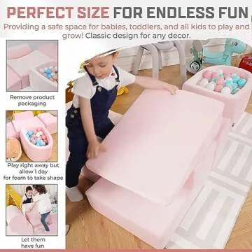 ZYSMALAT Foam Climbing Blocks for Toddlers 1-3 Inside - Soft Play Climb and Crawl Activity Play Set - Luxury Velvet Indoor Soft Playset for Baby 6-12 Months - 5 PCS - Balls NOT Included - Pink