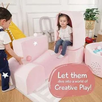 ZYSMALAT Foam Climbing Blocks for Toddlers 1-3 Inside - Soft Play Climb and Crawl Activity Play Set - Luxury Velvet Indoor Soft Playset for Baby 6-12 Months - 5 PCS - Balls NOT Included - Pink