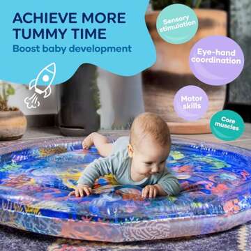 TT TUMMYTIMEZ Premium Tummy Time Water Mat, Extra Large Multi-Stage Activity Center Promoting Baby M...