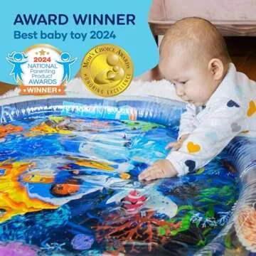 TT TUMMYTIMEZ Premium Tummy Time Water Mat, Extra Large Multi-Stage Activity Center Promoting Baby Motor & Sensory Development, Inflatable Playmat Visual Stimulation Gift Infants Toddlers Boys Girls